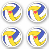 Volleybal ballen met rood hart pack sticker (Voorkant)