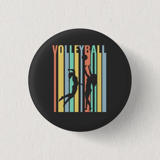 Volleybal Beachvolleyball Retro Ronde Button 3,2 Cm (Voorkant)