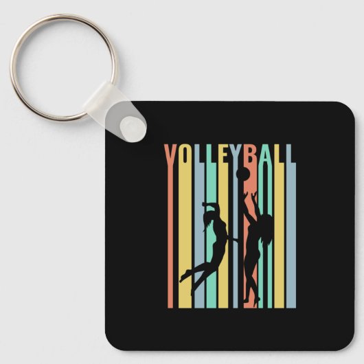 Volleybal Beachvolleyball Retro Sleutelhanger (Voorkant)