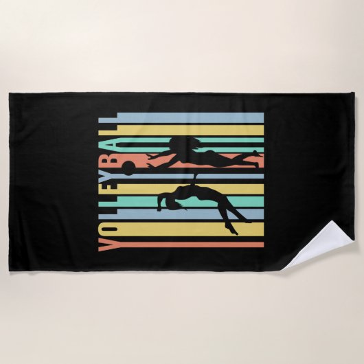 Volleybal Beachvolleyball Retro Strandlaken (Voorkant)