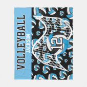 Volleybal - Blauw, Zwart en Wit Fleece Deken (Voorkant)