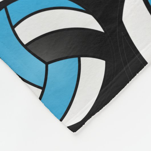 Volleybal - Blauw, Zwart en Wit Fleece Deken (Hoek)