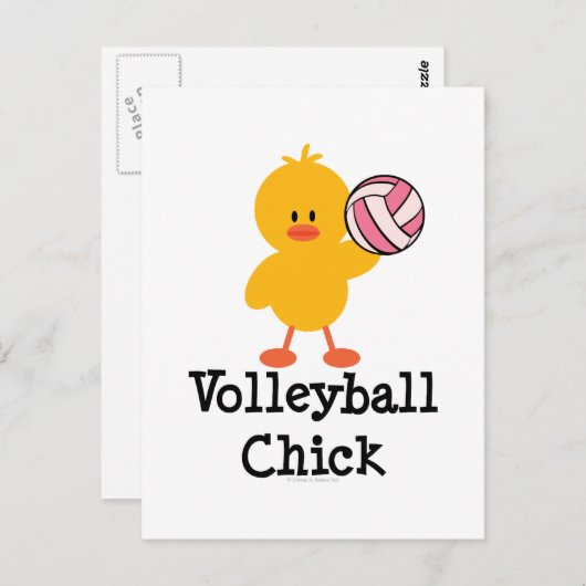 Volleybal Chick Briefkaart (Voorkant / Achterkant)