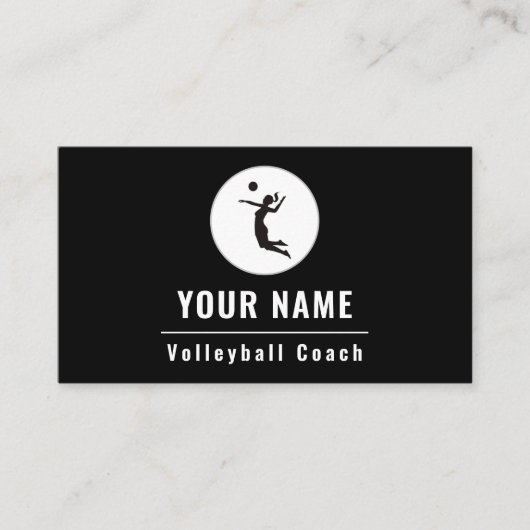 Volleybal Coach Instructeur Classy Zwart & Wit Visitekaartje (Voorkant)
