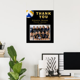 Volleybal Coach Speler Naam Foto Bedankkaart Poster