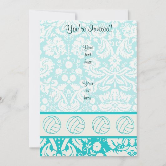 Volleybal; Cute Blauwgroen Kaart (Voorkant)