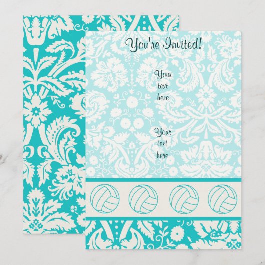 Volleybal; Cute Blauwgroen Kaart (Voorkant / Achterkant)