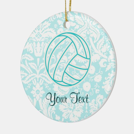 Volleybal; Cute Blauwgroen Keramisch Ornament (Links)
