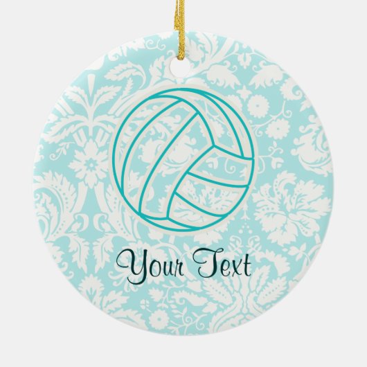 Volleybal; Cute Blauwgroen Keramisch Ornament (Achterkant)