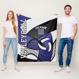 Volleybal 🏐 design - blauw, wit, zwart fleece deken