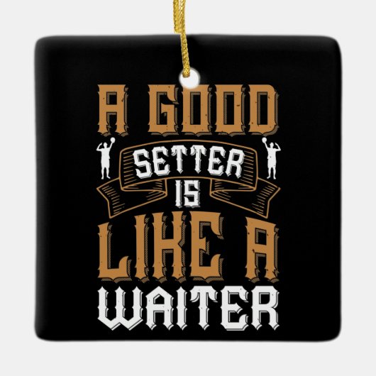 Volleybal - een goede zetter als een ober keramisch ornament (Voorkant)