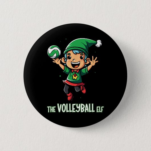 Volleybal Elf Kerstmis Matching Family Party XMA Ronde Button 5,7 Cm (Voorkant)