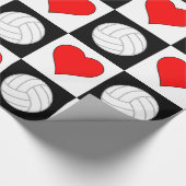 Volleybal en Gezichtszwart & Wit Gecontroleerd Cadeaupapier (Hoek)