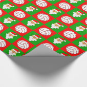 Volleybal en kerstmis rood en groen cadeaupapier (Hoek)