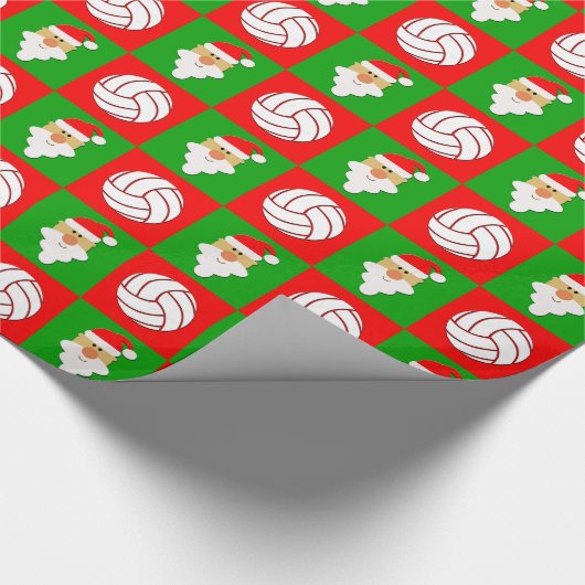 Volleybal en kerstmis rood en groen cadeaupapier (Hoek)