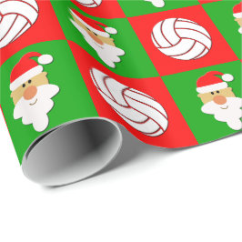 Volleybal en kerstmis rood en groen cadeaupapier