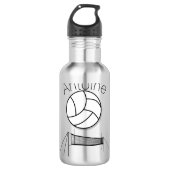 Volleybal en net gepersonaliseerd waterfles  (Voorkant)