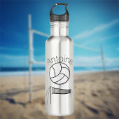 Volleybal en net gepersonaliseerd waterfles 