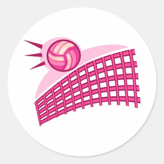Volleybal en net ronde sticker (Voorkant)