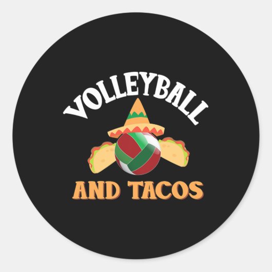 Volleybal en taco's Grappige taco Ronde Sticker (Voorkant)