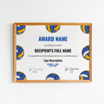 Volleybal Excellence Award Certificaat