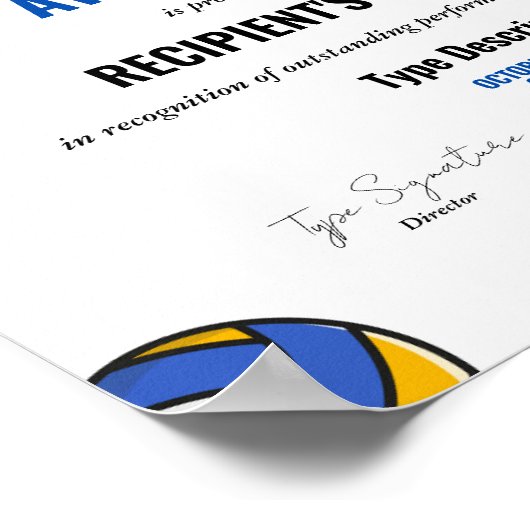Volleybal Excellence Award Certificaat Poster (Hoek)