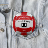 Volleybal Fan Naam Jaar Team Rood Ronde Button 4,0 Cm (In situ)