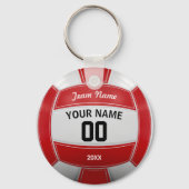 Volleybal Fan Naam Jaar Team Rood Sleutelhanger (Achterkant)