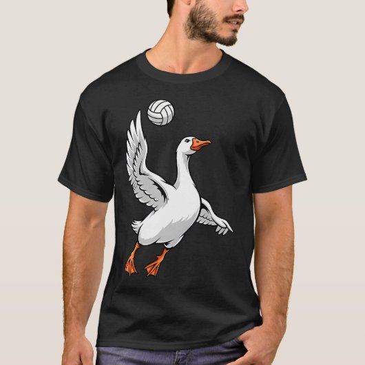 Volleybal Gans Grappig Dier Spiker T-shirt (Voorkant)