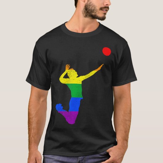 Volleybal Gay Pride LGBTQ Volleybalspeler T-shirt (Voorkant)