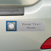Volleybal geborsteld metaal bumpersticker (Op auto)