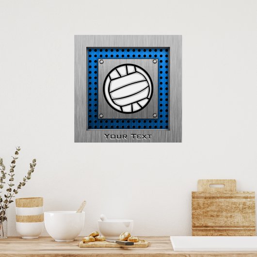 Volleybal geborsteld metaal poster (Keuken)