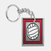 Volleybal geborsteld metaal sleutelhanger (Voorkant Links)