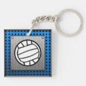 Volleybal geborsteld metaal sleutelhanger (Achterkant)