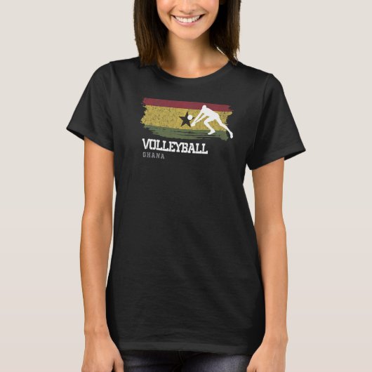 Volleybal Ghana Vlag Team Indoor Beach Player T-shirt (Voorkant)
