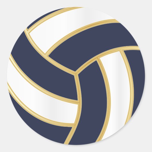 volleybal | Gouden, Witte en DIY Achtergrondkleur Ronde Sticker (Voorkant)