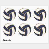 volleybal | Gouden, Witte en DIY Achtergrondkleur Ronde Sticker (Vel)