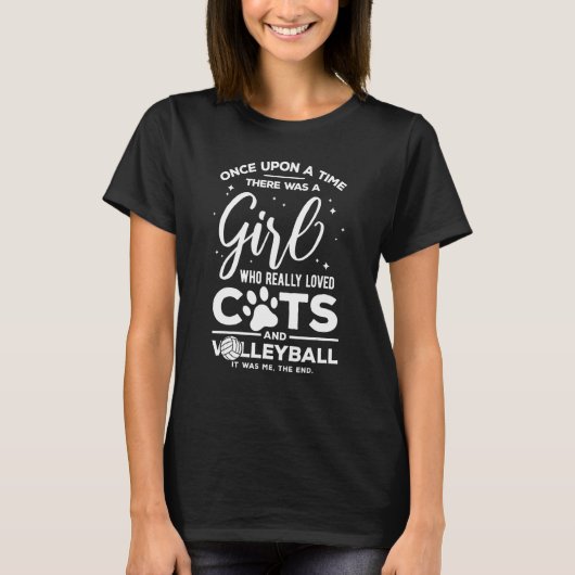 Volleybal grap voor tiener meisjes die van katten  t-shirt (Voorkant)
