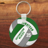 volleybal groene grijze gepersonaliseerde jongens sleutelhanger (Voorkant)