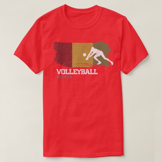 Volleybal Guinee-vlagteam binnenshuis T-shirt (Design voorkant)