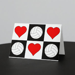 Volleybal & Harten Mooie Geruite Wenskaart Bedankkaart