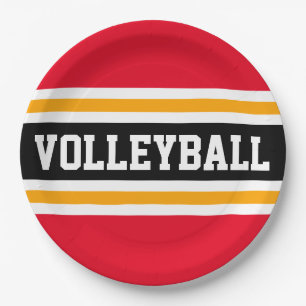 VOLLEYBAL Helder rood Zwart Oranje Racing Strepen Papieren Bordje