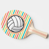 Volleybal; heldere regenboogstrepen tafeltennisbatje (Zijkant)