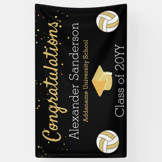 Volleybal het Afstuderen van de Gefeliciteerd Spandoek (Verticaal)