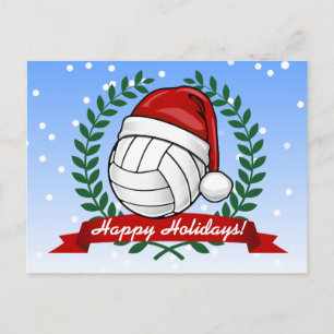 Volleybal het dragen van een Kerst pet Custom Feestdagenkaart