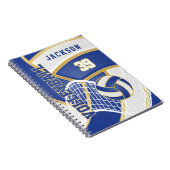 Volleybal 🏐 in blauw en wit notitieboek (Rechterzijde)