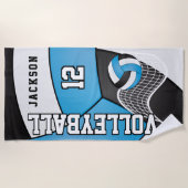 Volleybal in de blauwe, zwarte en witte keuken strandlaken (Voorkant)