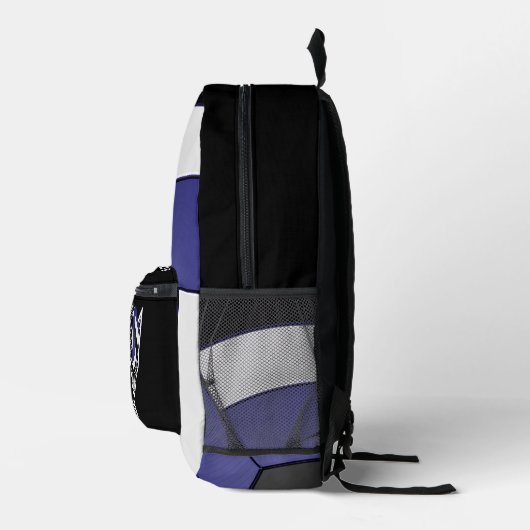 Volleybal in donkerblauw, wit en zwart bedrukte rugzak (Rechts)