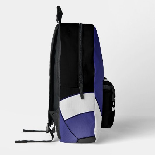 Volleybal in donkerblauw, wit en zwart bedrukte rugzak (Links)