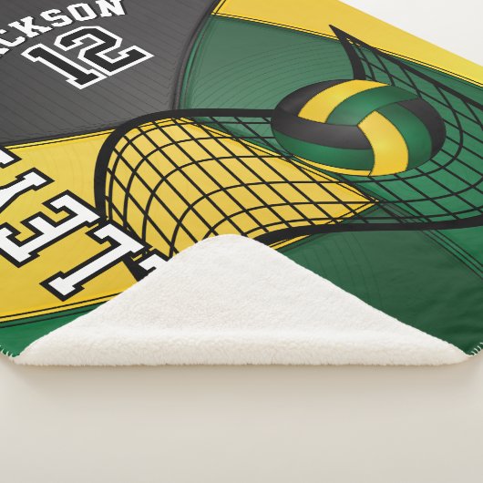 Volleybal in donkergroen, zwart en goud sherpa deken (3/4)